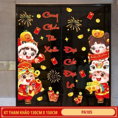 Decal tết CHỮ VIỆT 2 mặt dán kính tĩnh điện - Trang trí năm mới 2.026 giá 65k