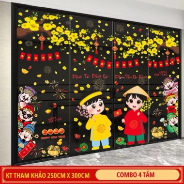 Decal Tết hít tĩnh điện không keo dán kính Tranh trí năm mới, giá chỉ 59.000₫
