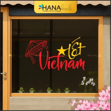 Decal Trang Trí Kính Tết Việt Nam Sắc Xuân - Giao Hợa Tốc, Dùng Cho Quán Cà Phê, Nhà Hàng | Hana Decals