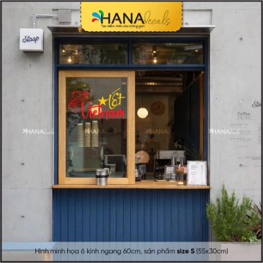 Decal Trang Trí Kính Tết Việt Nam Sắc Xuân - Giao Hợa Tốc, Dùng Cho Quán Cà Phê, Nhà Hàng | Hana Decals