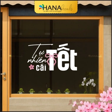 Decal Trang Trí Kính Tự Nhiên Cái Tết cho Quán Cà Phê & Tiệm Thời Trang - Giá ưu đãi 136.5k