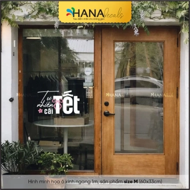 Decal Trang Trí Kính Tự Nhiên Cái Tết cho Quán Cà Phê & Tiệm Thời Trang - Giá ưu đãi 136.5k