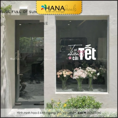 Decal Trang Trí Kính Tự Nhiên Cái Tết cho Quán Cà Phê & Tiệm Thời Trang - Giá ưu đãi 136.5k