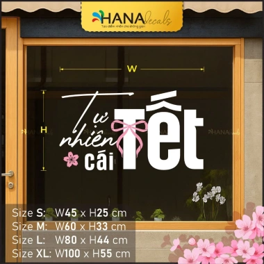 Decal Trang Trí Kính Tự Nhiên Cái Tết cho Quán Cà Phê & Tiệm Thời Trang - Giá ưu đãi 136.5k
