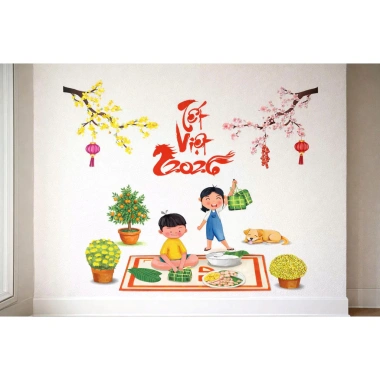 Decal trang trí Tết cao cấp 2.026 - Dán tường & cửa kính dễ tháo, 165.000₫ 2