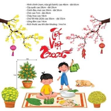 Decal trang trí Tết cao cấp 2.026 - Dán tường & cửa kính dễ tháo, 165.000₫ 4