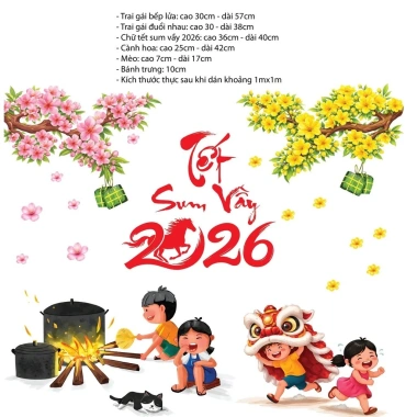 Decal trang trí Tết cao cấp 2.026 - Dán tường & cửa kính dễ tháo, 165.000₫ 8