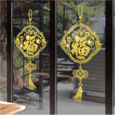 Decal trang trí Tết Rèm dây lung linh vàng - Đèn LED nhấp nháy, giá chỉ 49.000đ