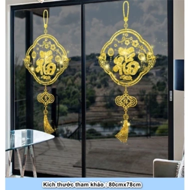 Decal trang trí Tết Rèm dây lung linh vàng - Đèn LED nhấp nháy, giá chỉ 49.000đ