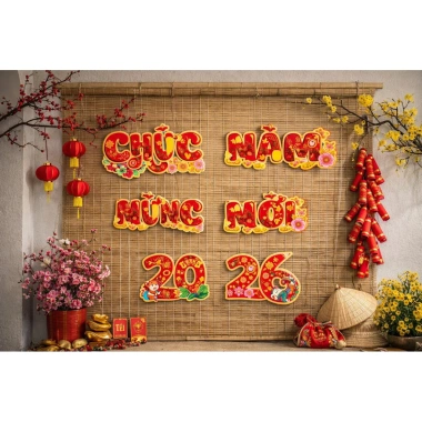 Decal tường ép kim 3D chữ chúc mừng năm mới số 2.026 - Trang trí Tết giá 45.000 2