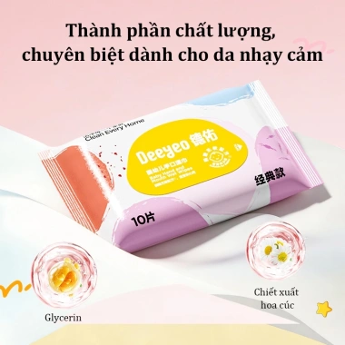 Deeyeo Khăn Ướt Cho Bé Không Cồn – An Toàn, Chứng Nhận, Dưỡng Da Nhẹ Nhàng Giá 65.000 VND