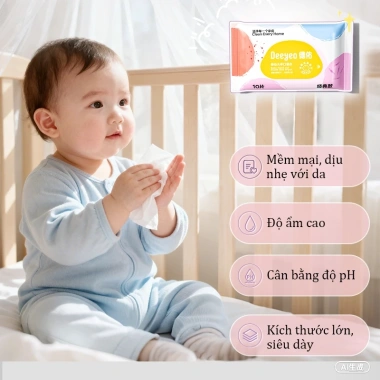 Deeyeo Khăn Ướt Cho Bé Không Cồn – An Toàn, Chứng Nhận, Dưỡng Da Nhẹ Nhàng Giá 65.000 VND