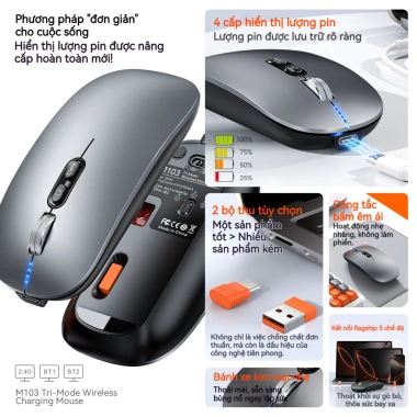 Dell Chuột Không Dây 2.4G và Bluetooth, Im Lặng, Siêu Mỏng, DPI 800/1.200/1.600 - 226.900₫ 2