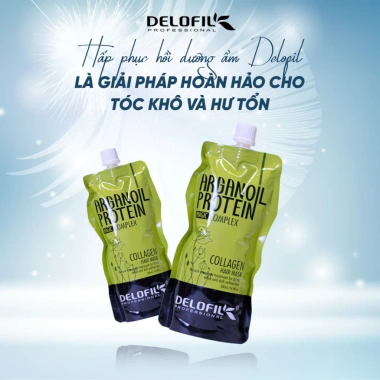 DELOFIL Argan Oil Protein Collagen 500ml - Hấp Phục Hồi Túi, Tóc Hư Tổn Mềm Mượt, 220k 2