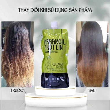 DELOFIL Argan Oil Protein Collagen 500ml - Hấp Phục Hồi Túi, Tóc Hư Tổn Mềm Mượt, 220k 3