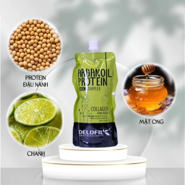 DELOFIL Argan Oil Protein Collagen 500ml - Hấp Phục Hồi Túi, Tóc Hư Tổn Mềm Mượt, 220k 6