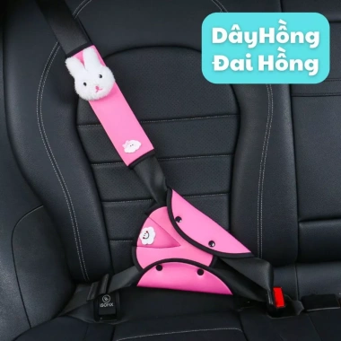 Đệm bọc dây an toàn ô tô HieuMinhCar HM12 cho bé, họa tiết ngộ nghĩnh, chất liệu mềm mại, bảo vệ an toàn