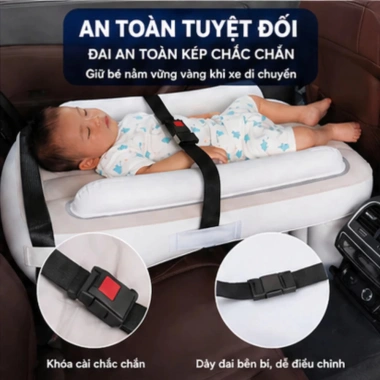 Đệm bơm hơi máy bay cho bé – Nệm ô tô ghế sau, giường ngủ đa năng, 523.000₫