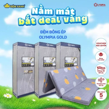 Đệm bông ép Olympia GOLD - Lõi bông tinh khiết, thoáng mát, bảo hành 5 năm, giá ưu đãi 686.000 VND