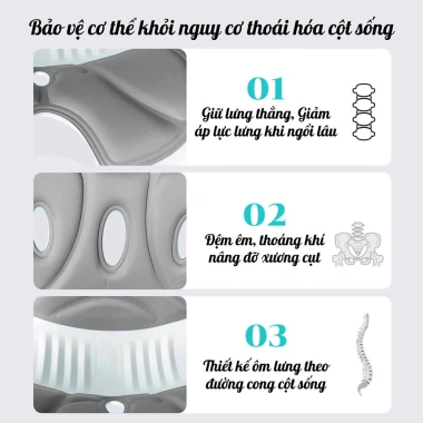 Đệm ghế công thái học dày mới 75k - Mềm mại, điều chỉnh tư thế, chống gù lưng, hỗ trợ cột sống