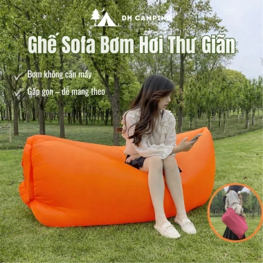 Đệm ghế hơi du lịch không cần bơm 200x70cm, tự đón gió, chống thấm, chỉ 170.000đ
