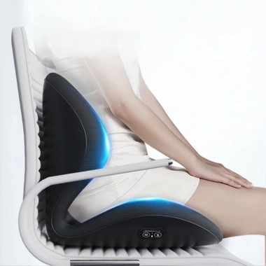 Đệm Ghế Tựa Lưng Công Thái Học Massage + Sưởi Ấm Cao Su Non - Giảm Đau Cột Sống Văn Phòng Ô Tô 535k