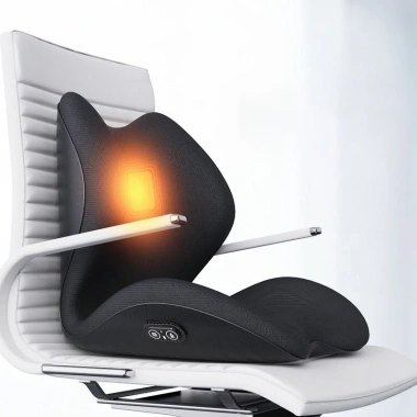 Đệm Ghế Tựa Lưng Công Thái Học Massage + Sưởi Ấm Cao Su Non - Giảm Đau Cột Sống Văn Phòng Ô Tô 535k
