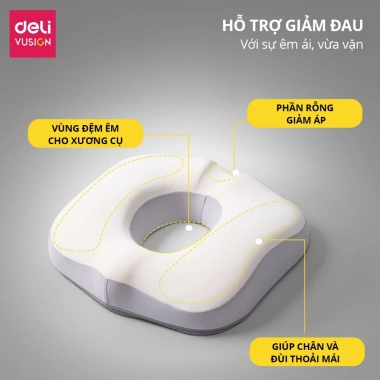 Đệm ghế văn phòng Deli cao su non thoáng khí, chống trĩ, giảm mỏi, điều chỉnh tư thế, dễ vệ sinh - 189.000₫ 5 Đệm ghế văn phòng Deli cao su non thoáng khí, chống trĩ, giảm mỏi, điều chỉnh tư thế, dễ vệ sinh - 189.000₫ 5
