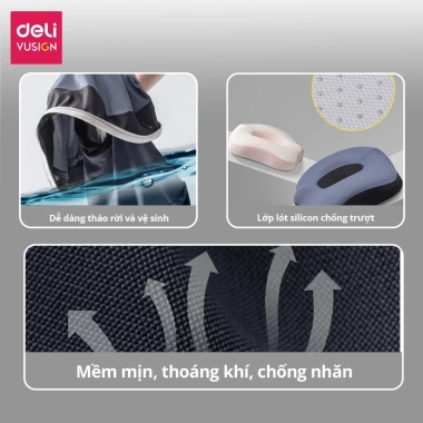 Đệm ghế văn phòng Deli cao su non thoáng khí, chống trĩ, giảm mỏi, điều chỉnh tư thế, dễ vệ sinh - 189.000₫ 6 Đệm ghế văn phòng Deli cao su non thoáng khí, chống trĩ, giảm mỏi, điều chỉnh tư thế, dễ vệ sinh - 189.000₫ 6