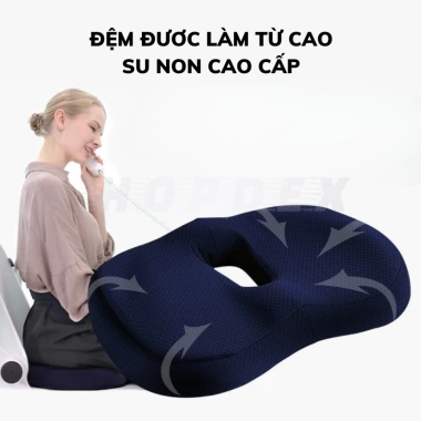 Đệm Ghế Văn Phòng HOPDEX Su Non Thoáng Khí, Chống Trĩ, Lót Mông, Giảm Đau Lưng
