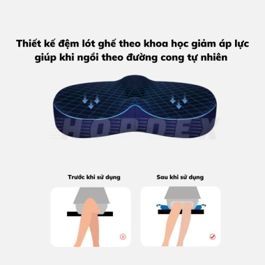 Đệm Ghế Văn Phòng HOPDEX Su Non Thoáng Khí, Chống Trĩ, Lót Mông, Giảm Đau Lưng