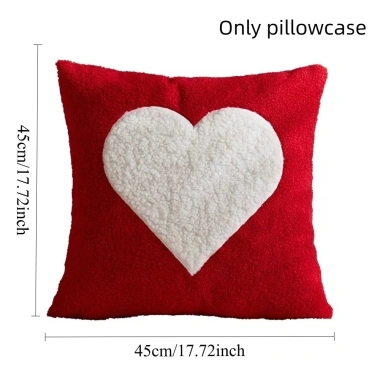 Đệm gối sofa Valentine giới hạn - Thêu trái tim đỏ trắng, mềm mại sang trọng, giảm giá 144.288 VND
