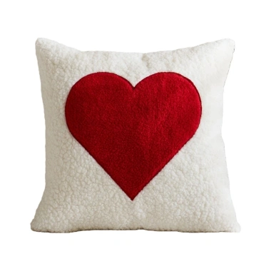 Đệm gối sofa Valentine giới hạn - Thêu trái tim đỏ trắng, mềm mại sang trọng, giảm giá 144.288 VND