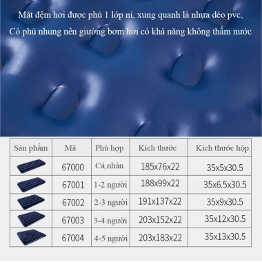 Đệm hơi công nghệ mới + bơm gối, size đa dạng cho gia đình, văn phòng, du lịch, dã ngoại - 169k 4 Đệm hơi công nghệ mới + bơm gối, size đa dạng cho gia đình, văn phòng, du lịch, dã ngoại - 169k 4