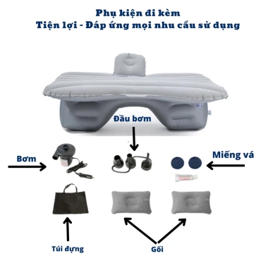 Đệm hơi ô tô du lịch 4-7 chỗ nhung mềm mại, tặng bơm điện, BH 12 tháng - Xế Yêu Plus 385k