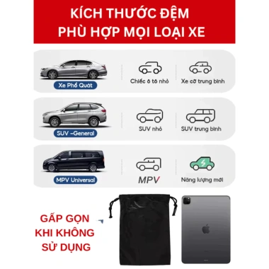 Đệm hơi ô tô du lịch 4-7 chỗ nhung mềm mại, tặng bơm điện, BH 12 tháng - Xế Yêu Plus 385k