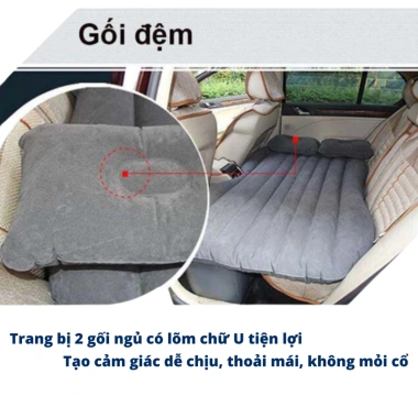 Đệm hơi ô tô du lịch 4-7 chỗ nhung mềm mại, tặng bơm điện, BH 12 tháng - Xế Yêu Plus 385k