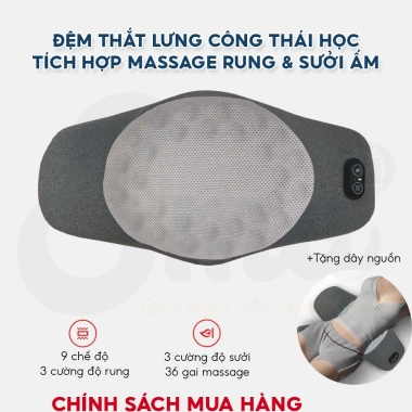Đệm kê lưng EMA chống thoát vị, massage rung & chườm nóng - Giảm đau lưng, giá 644k