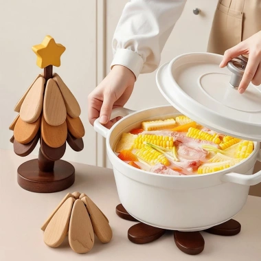 Đệm lót cách nhiệt gỗ chống nóng cho bàn ăn - Chống trầy, bảo vệ nồi, cốc