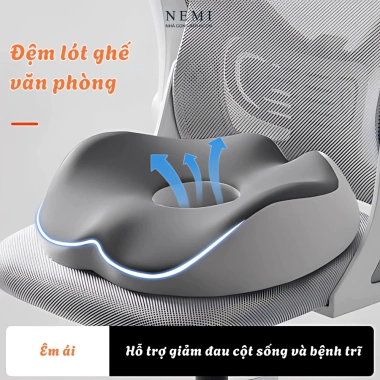 Đệm lót ghế NEMI cao su non 3D thoáng khí - Giảm mỏi mông, dùng văn phòng học tập, 174.000₫