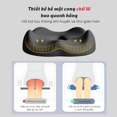 Đệm Lót Ghế Văn Phòng 3D Omi Cao Su Non Đàn Hồi - Chống Trĩ, Giảm Ê Mỏi Mông, Giá 174.900₫