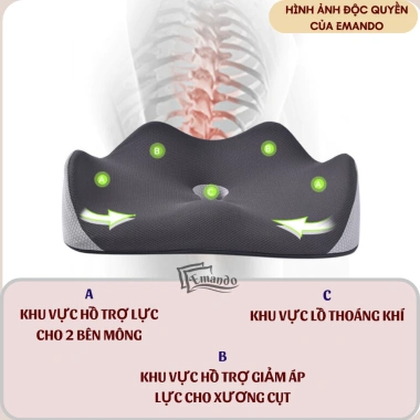 Đệm lót ghế văn phòng EMANDO - Chống đau lưng, duy trì tư thế thẳng, giảm mỏi lưng, giá 411.000₫