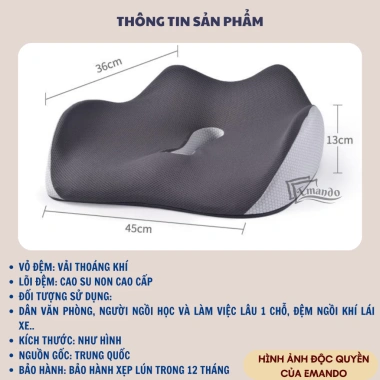 Đệm lót ghế văn phòng EMANDO - Chống đau lưng, duy trì tư thế thẳng, giảm mỏi lưng, giá 411.000₫