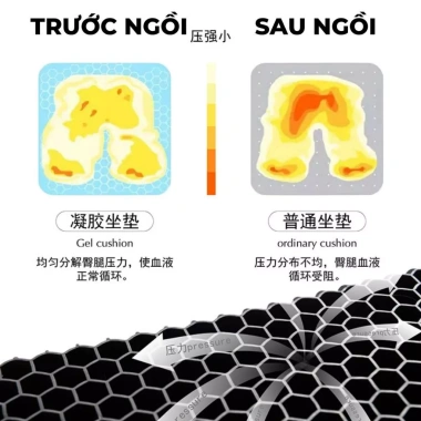 Đệm ngồi 3D Silicon CECILA - Tổ ong 2 lớp thoáng khí, giảm đau mông, giá 175.000đ
