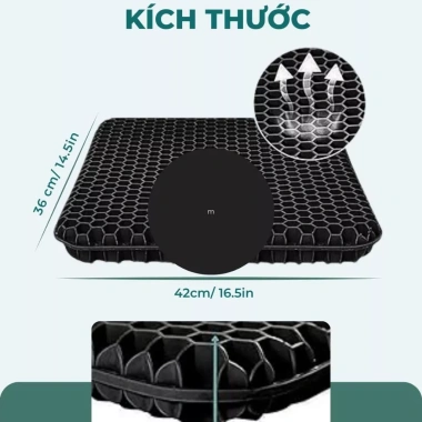 Đệm ngồi 3D Silicon CECILA - Tổ ong 2 lớp thoáng khí, giảm đau mông, giá 175.000đ