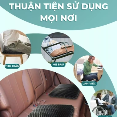 Đệm ngồi 3D Silicon CECILA - Tổ ong 2 lớp thoáng khí, giảm đau mông, giá 175.000đ