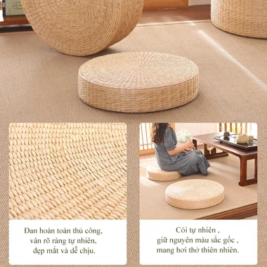 Đệm ngồi đan cói HOMELOVE Tatami thiền tròn dệt tay, đa kích thước, giá 318.000₫ 8 Đệm ngồi đan cói HOMELOVE Tatami thiền tròn dệt tay, đa kích thước, giá 318.000₫ 8