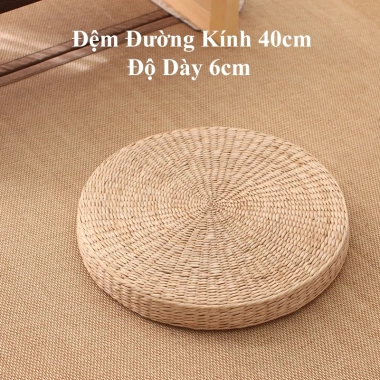 Đệm ngồi đan cói HOMELOVE Tatami thiền tròn dệt tay, đa kích thước, giá 318.000₫