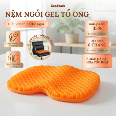 Đệm Ngồi Gel Tổ Ong Goodback – Thoáng khí, giảm đau mỏi lưng, lót ghế văn phòng, xe hơi