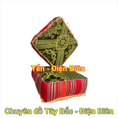 Đệm Ngồi Thổ Cẩm Thủ Công Dân Tộc - Hoa Văn Truyền Thống, Vuông 35-40cm, Giá 120k 2